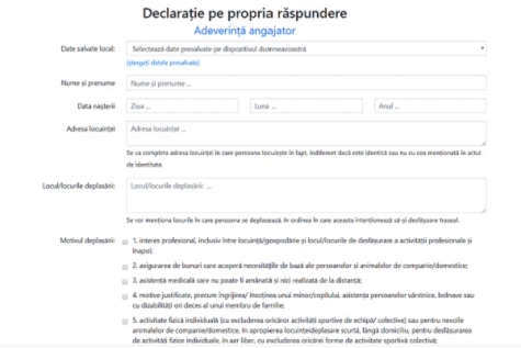DECLARAȚIA PE PROPRIE RĂSPUNDERE SE POATE COMPLETA ELECTRONIC