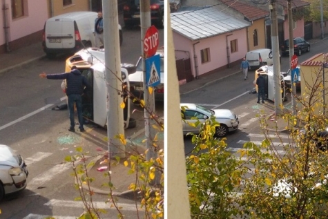 ȘOC ȘI GROAZĂ! UN ȘOFER NEATENT SPULBERĂ UN TAXI ÎN INTERSECȚIE