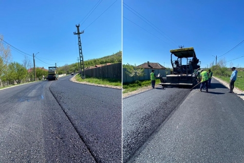 S-a turnat primul strat de asfalt pe DJ 607A, între Marmanu - Husnicioara - Peri - Prunișor
