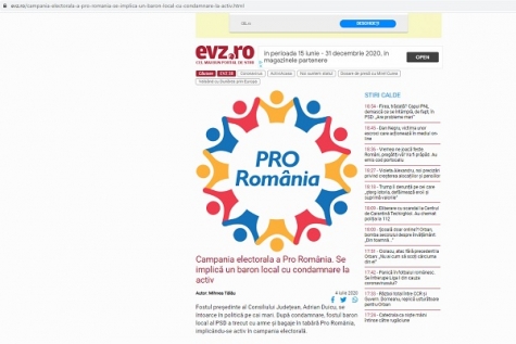 evz.ro: Campania electorala a Pro România Mehedinți